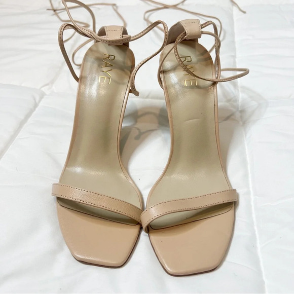 Raye Ankle Wrap Nude Tan Heels - Picture 4 of 8